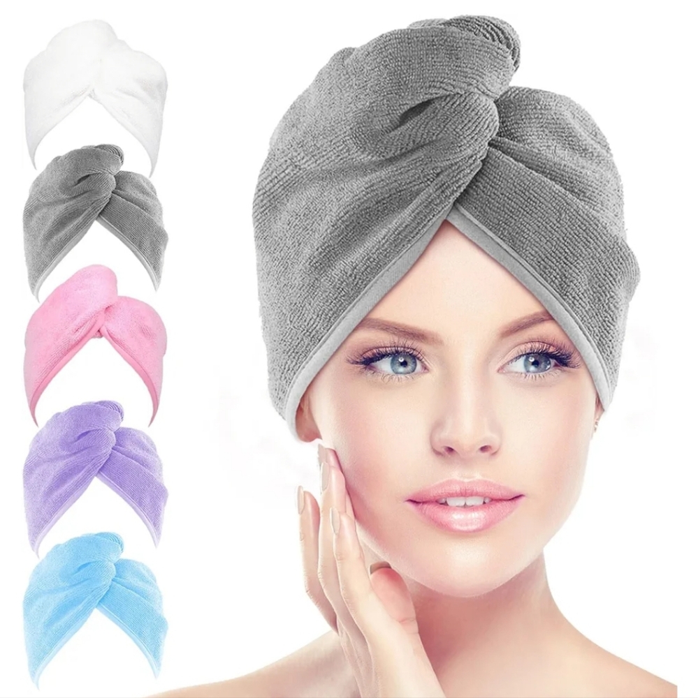 White Microfiber Hair Towel 5 Pack